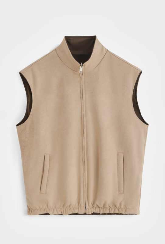 Suede Reversible Bodywarmer - Choco/Beige