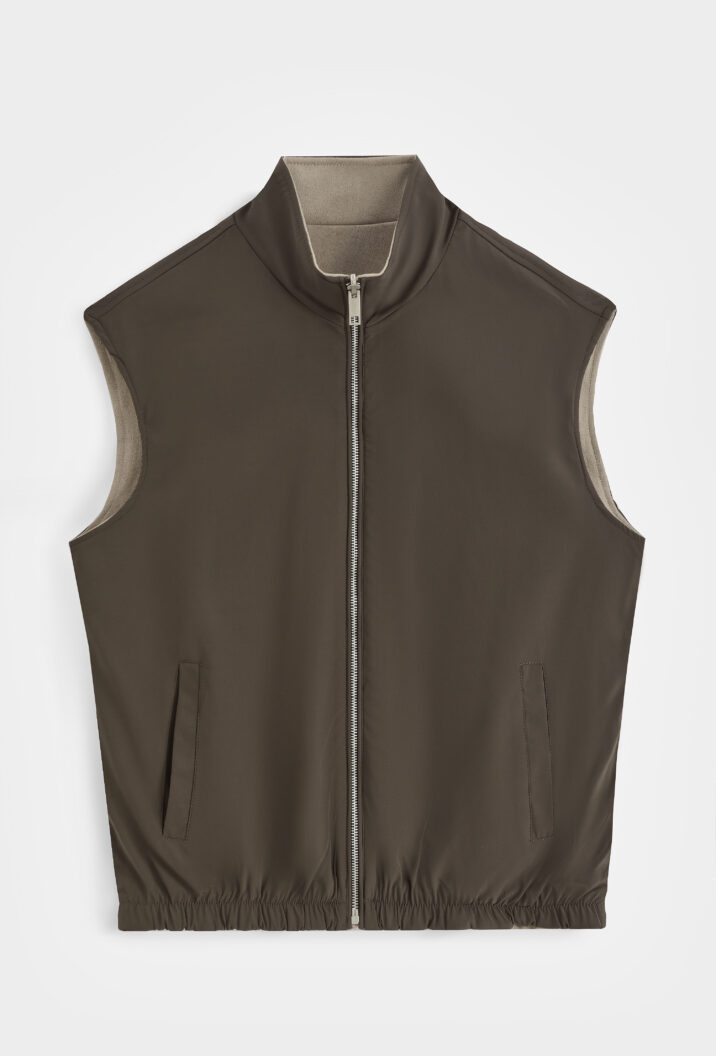 Suede Reversible Bodywarmer - Choco/Beige