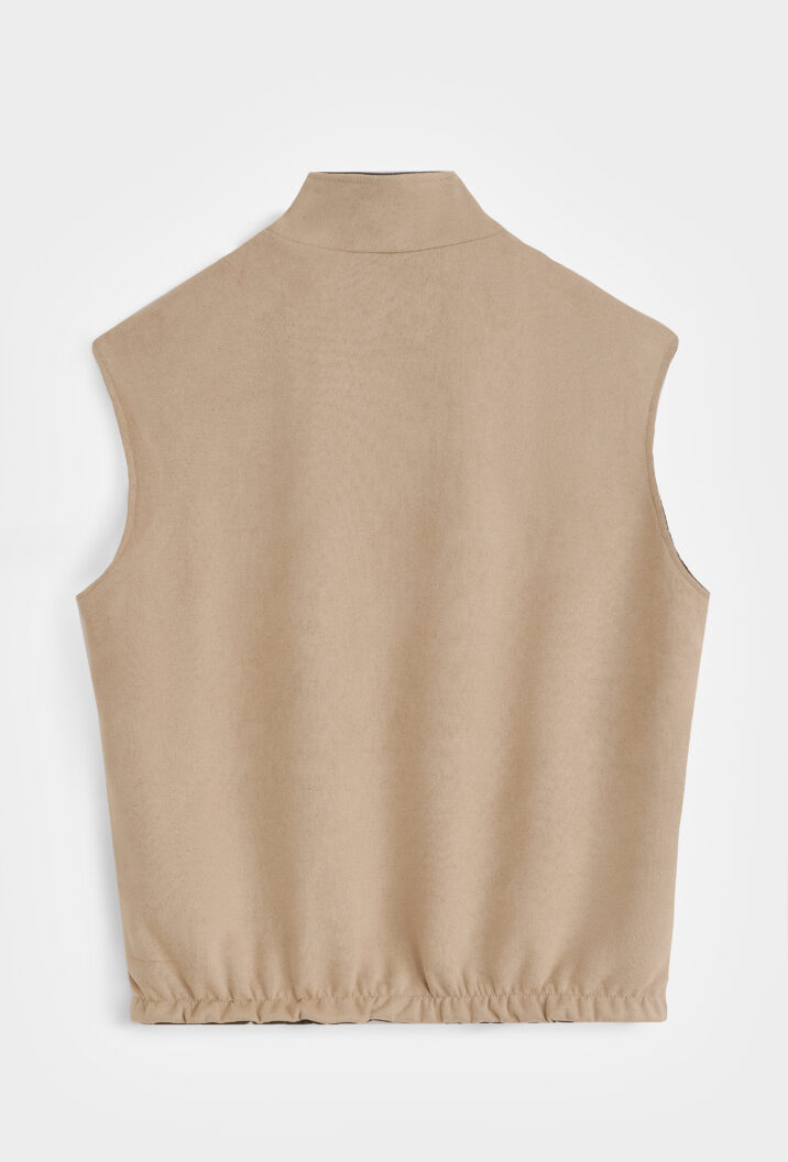 Suede Reversible Bodywarmer - Choco/Beige