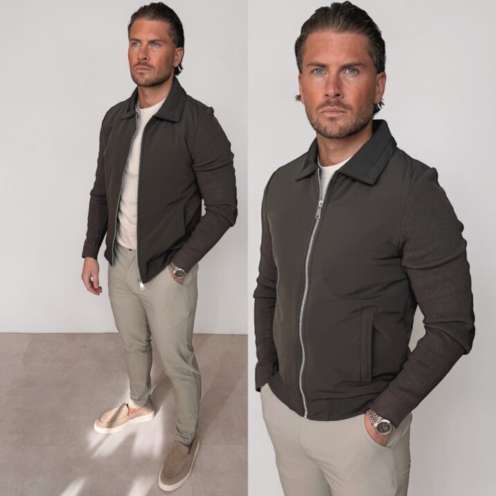 Knitted sleeve jacket - Choco