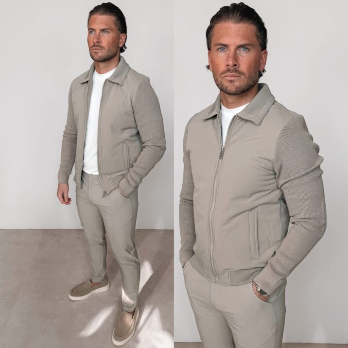 Knitted sleeve jacket - Beige