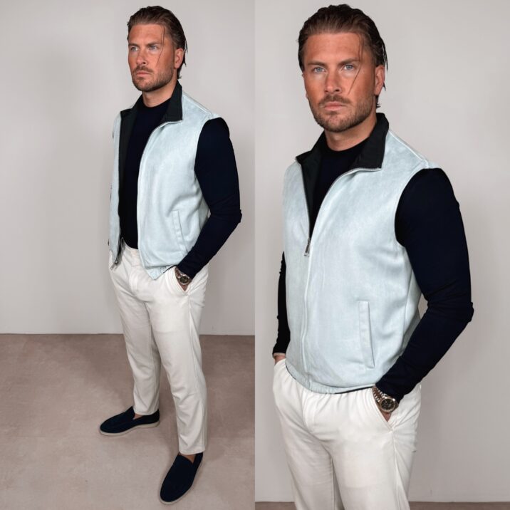 Suede Reversible Bodywarmer - Grey/Navy