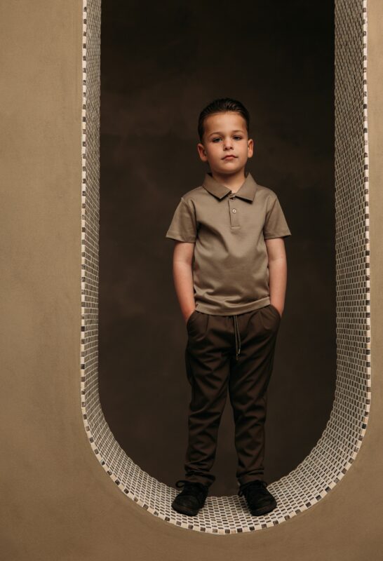 Manilo Kids - Mercerized Glans Polo - Taupe