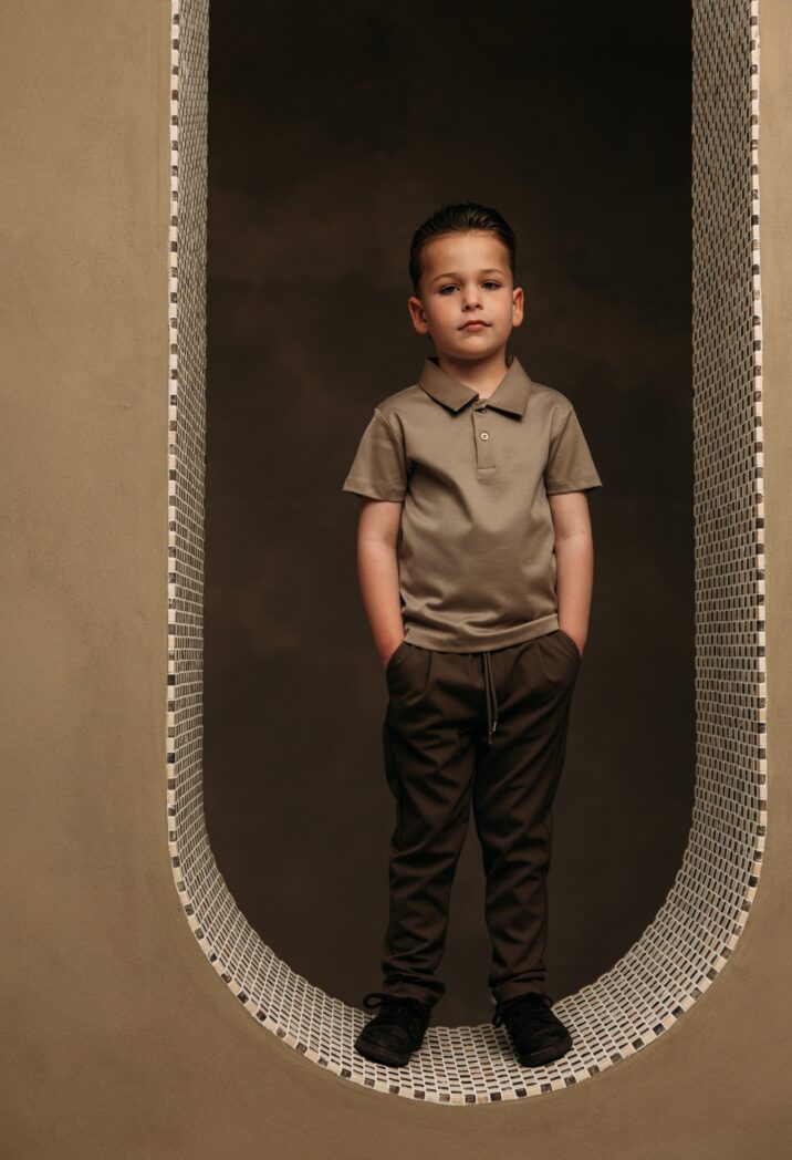 Manilo Kids - Mercerized Glans Polo - Taupe