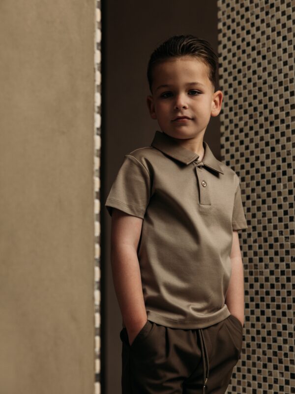 Manilo Kids - Mercerized Glans Polo - Taupe