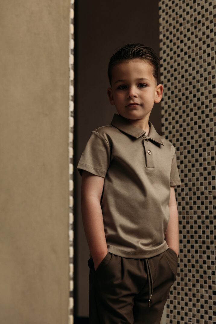 Manilo Kids - Mercerized Glans Polo - Taupe