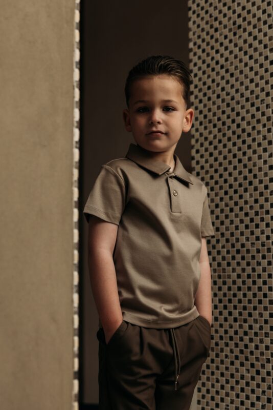 Manilo Kids - Mercerized Glans Polo - Taupe