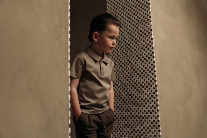 Manilo Kids - Mercerized Glans Polo - Taupe
