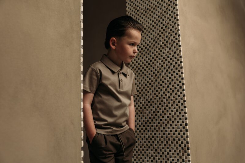 Manilo Kids - Mercerized Glans Polo - Taupe