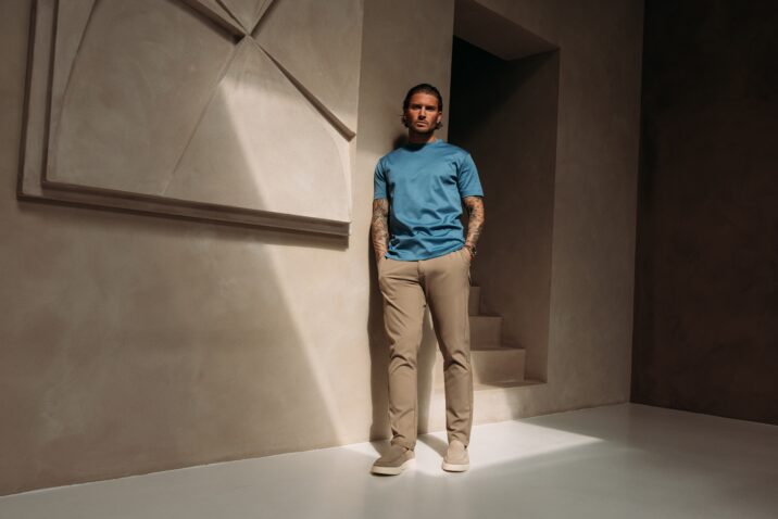 Double Mercerized Glans T-shirt - Denim Blue