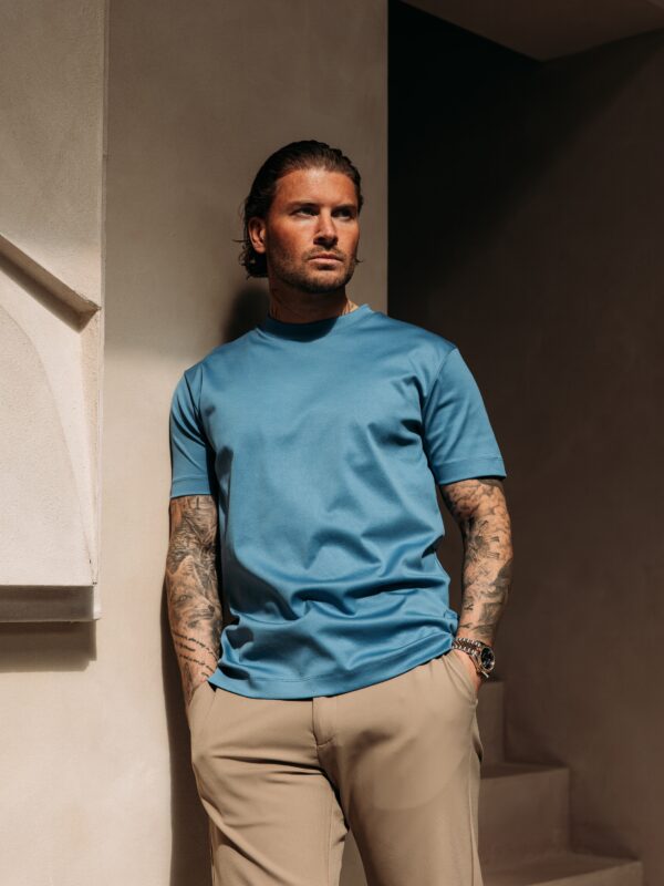 Double Mercerized Glans T-shirt - Denim Blue