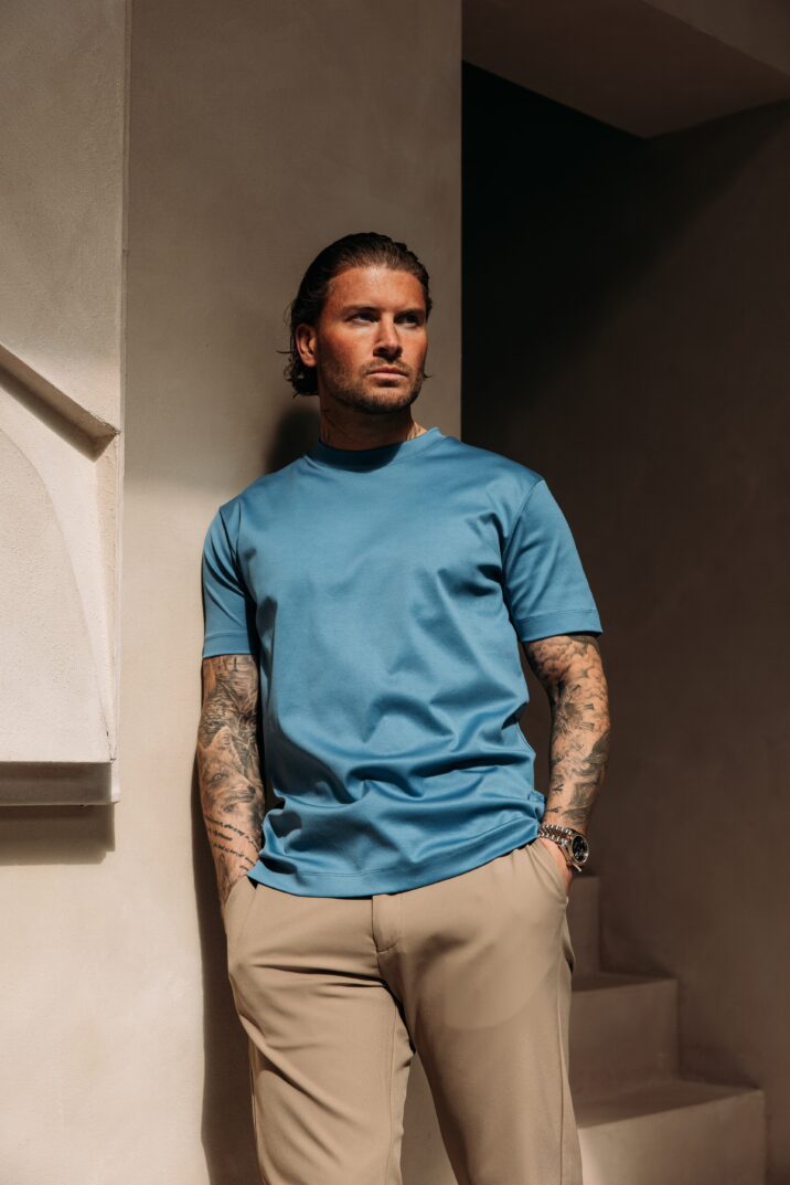 Double Mercerized Glans T-shirt - Denim Blue