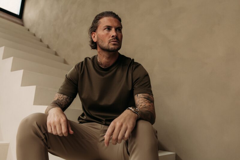Double Mercerized Glans T-shirt - Khaki
