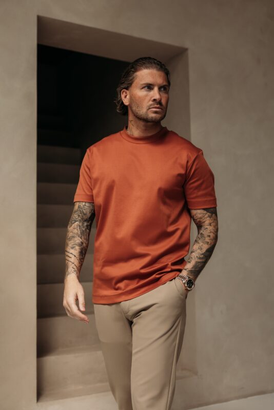 Double Mercerized Glans T-shirt - Burnt Orange