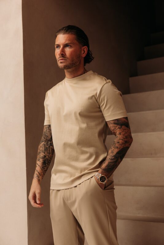 Double Mercerized Glans T-shirt - Beige