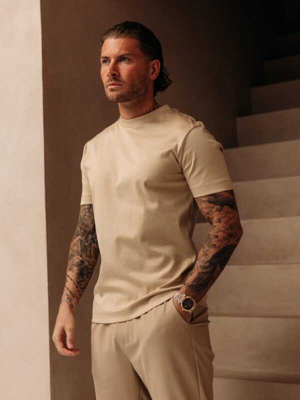 Double Mercerized Glans T-shirt - Beige