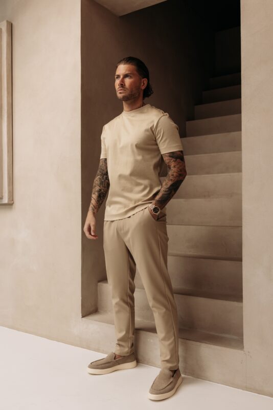 Double Mercerized Glans T-shirt - Beige