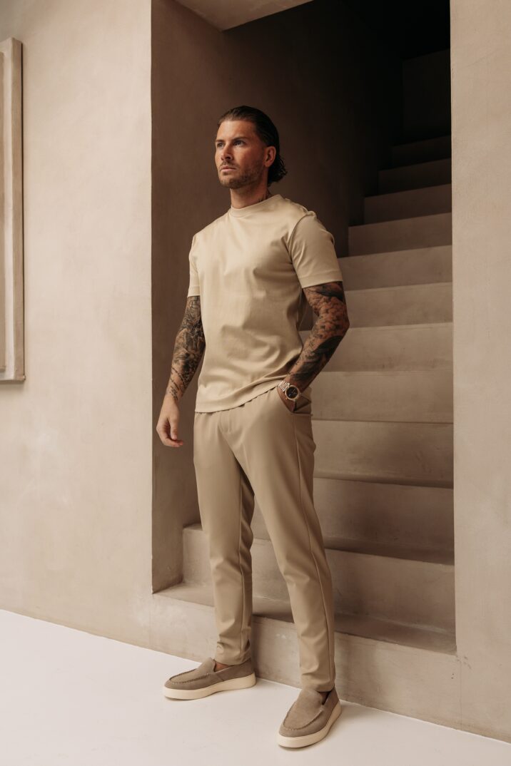 Double Mercerized Glans T-shirt - Beige