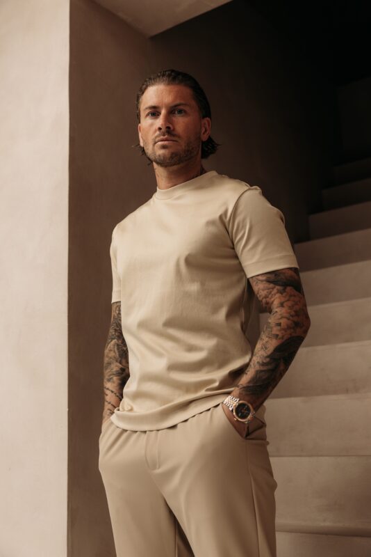 Double Mercerized Glans T-shirt - Beige