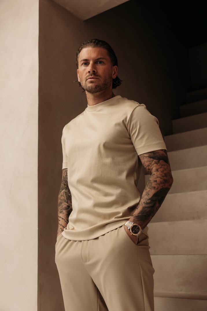Double Mercerized Glans T-shirt - Beige