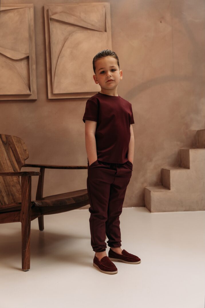 Manilo Kids - Premium Double mercerized T-shirt - Burgundy