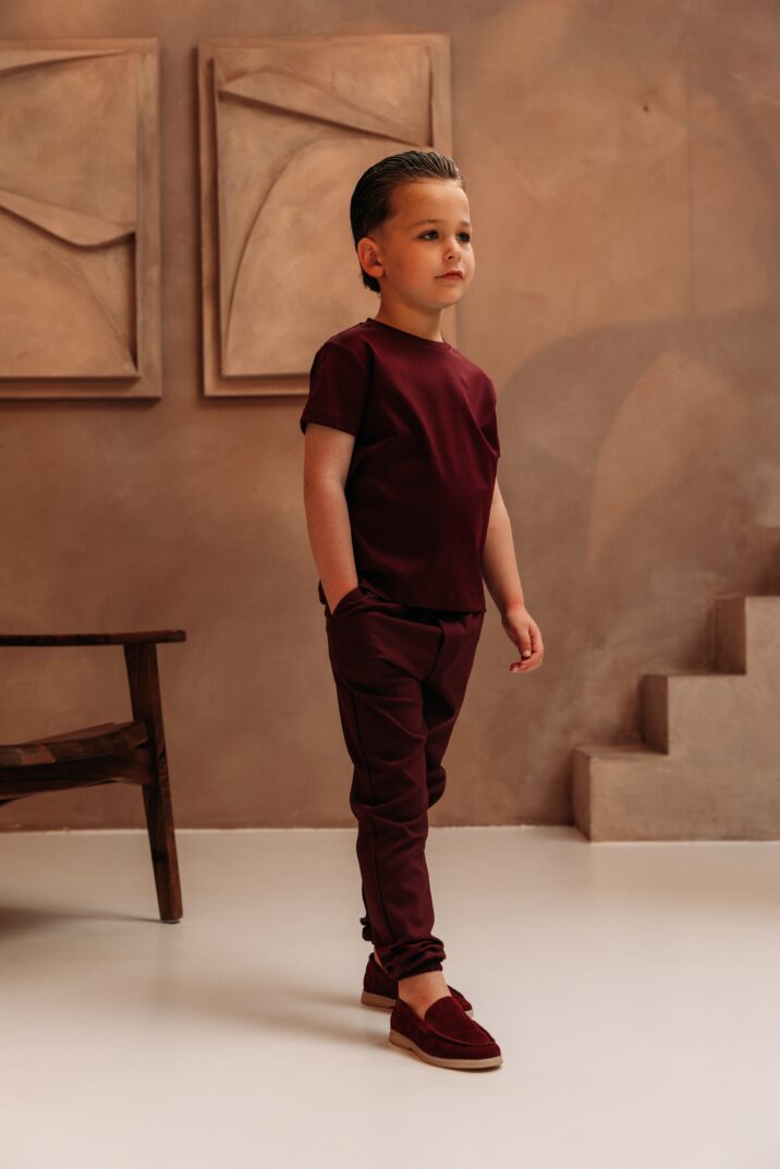 Manilo Kids - Premium Double mercerized T-shirt - Burgundy