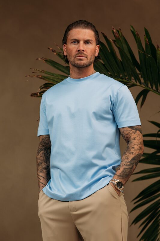 Double Mercerized Glans T-shirt - SkyBlue