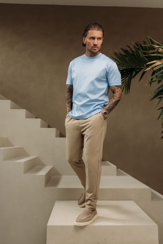 Double Mercerized Glans T-shirt - SkyBlue