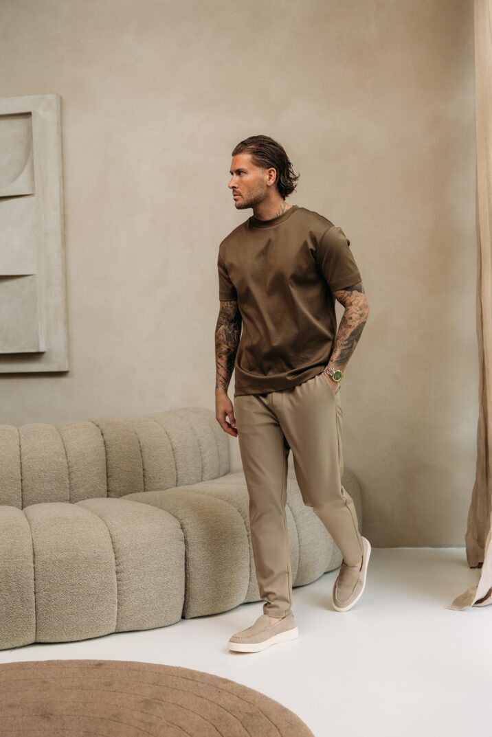 Double Mercerized Glans T-shirt - Desert Brown