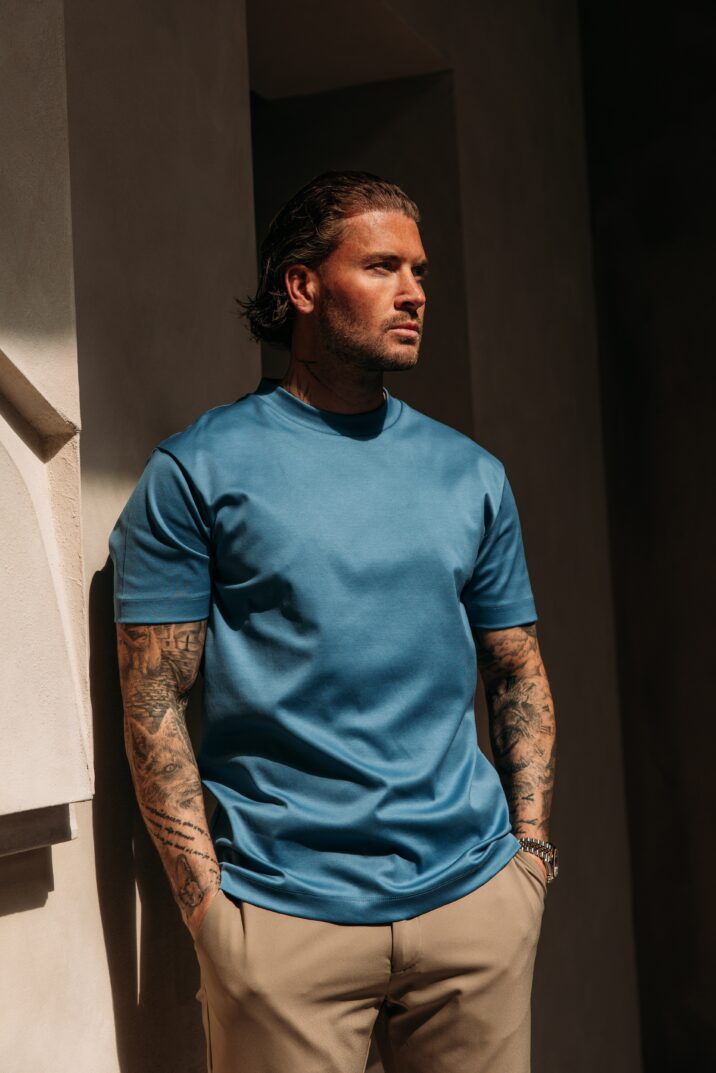 Double Mercerized Glans T-shirt - Denim Blue
