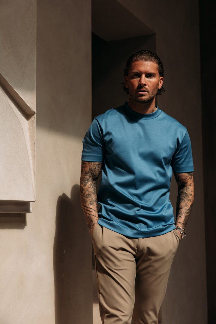 Double Mercerized Glans T-shirt - Denim Blue