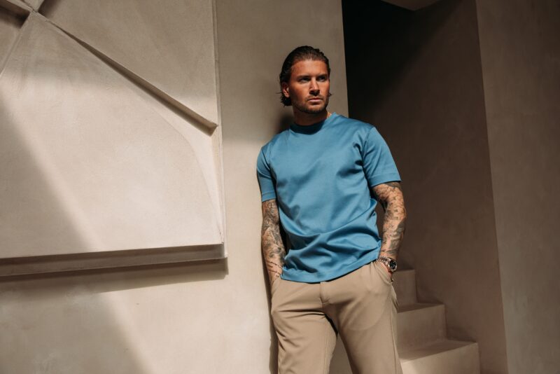 Double Mercerized Glans T-shirt - Denim Blue