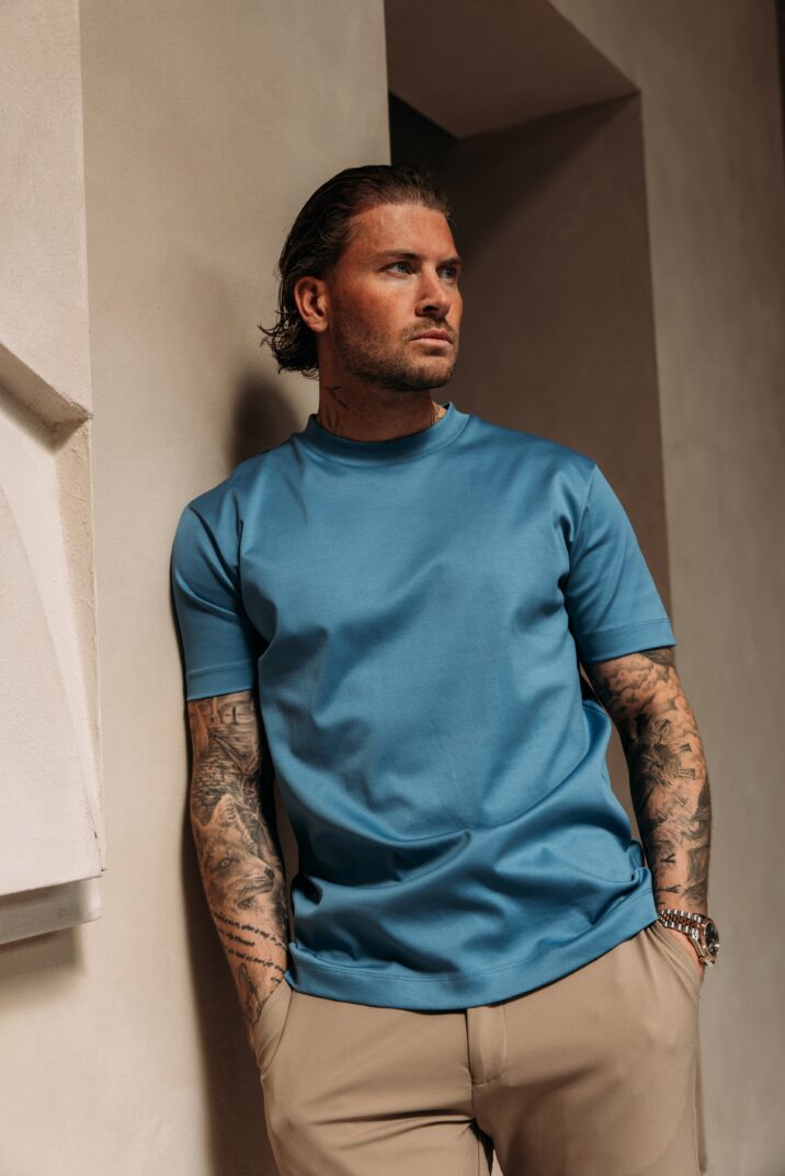 Double Mercerized Glans T-shirt - Denim Blue