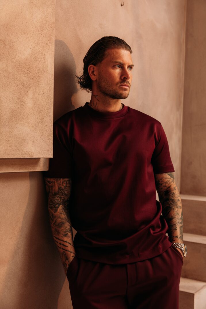 Double Mercerized Glans T-shirt - Burgundy