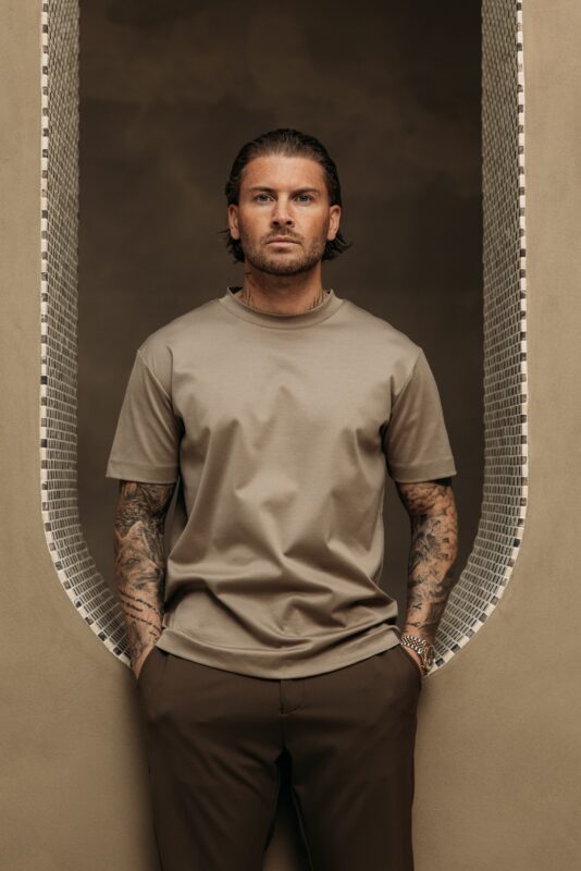 Double Mercerized Glans T-shirt - Taupe