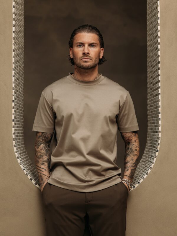 Double Mercerized Glans T-shirt - Taupe