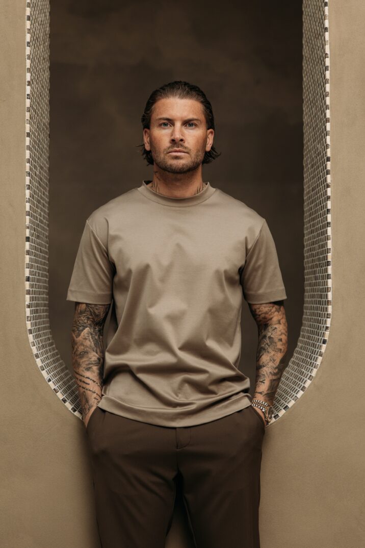 Double Mercerized Glans T-shirt - Taupe