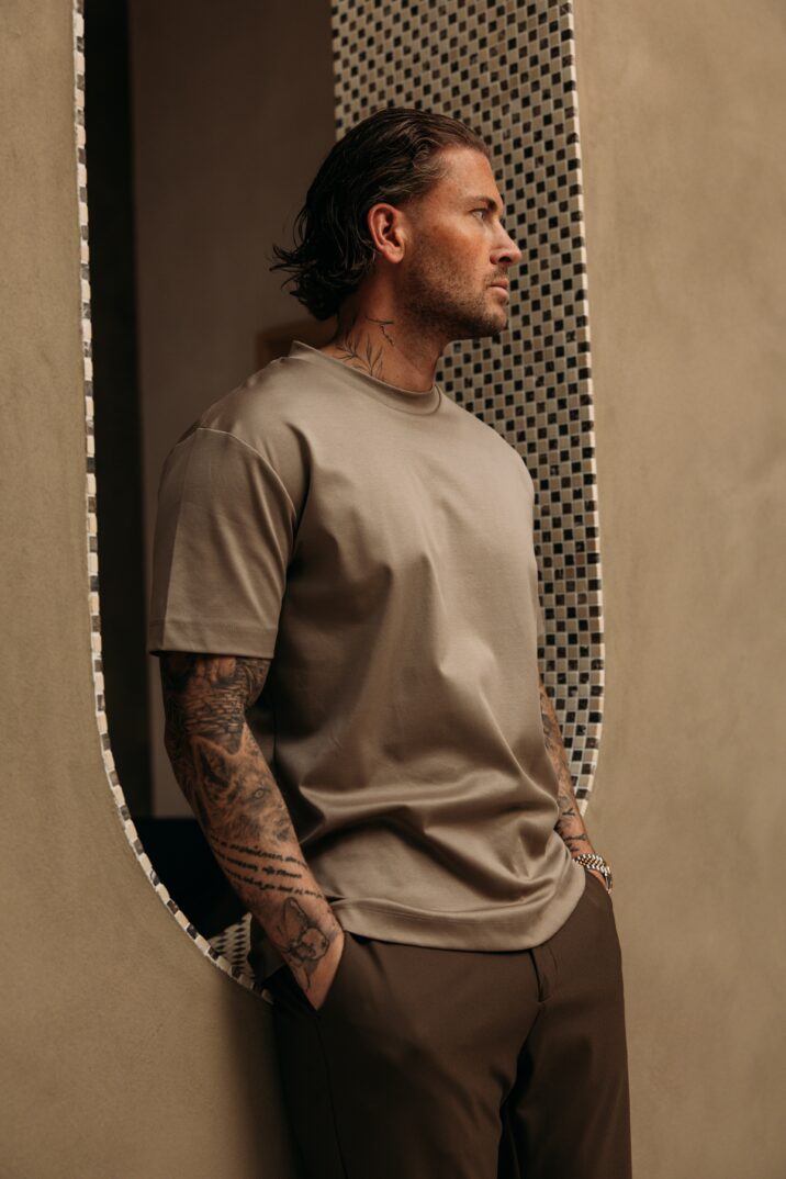 Double Mercerized Glans T-shirt - Taupe