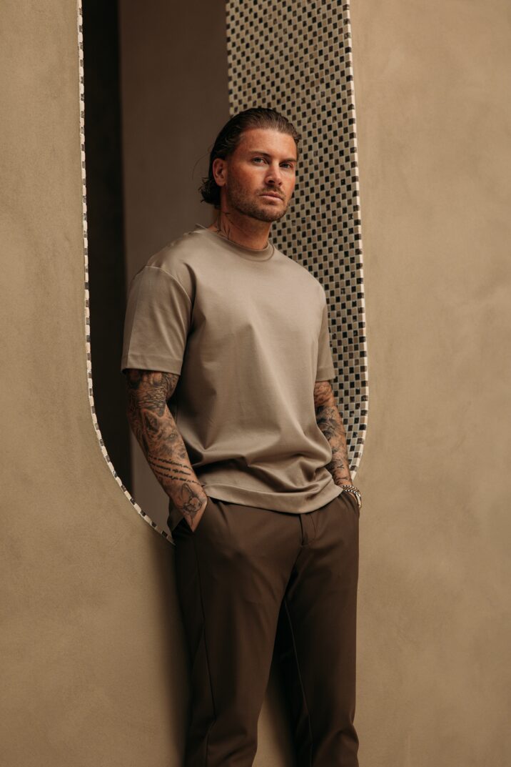 Double Mercerized Glans T-shirt - Taupe