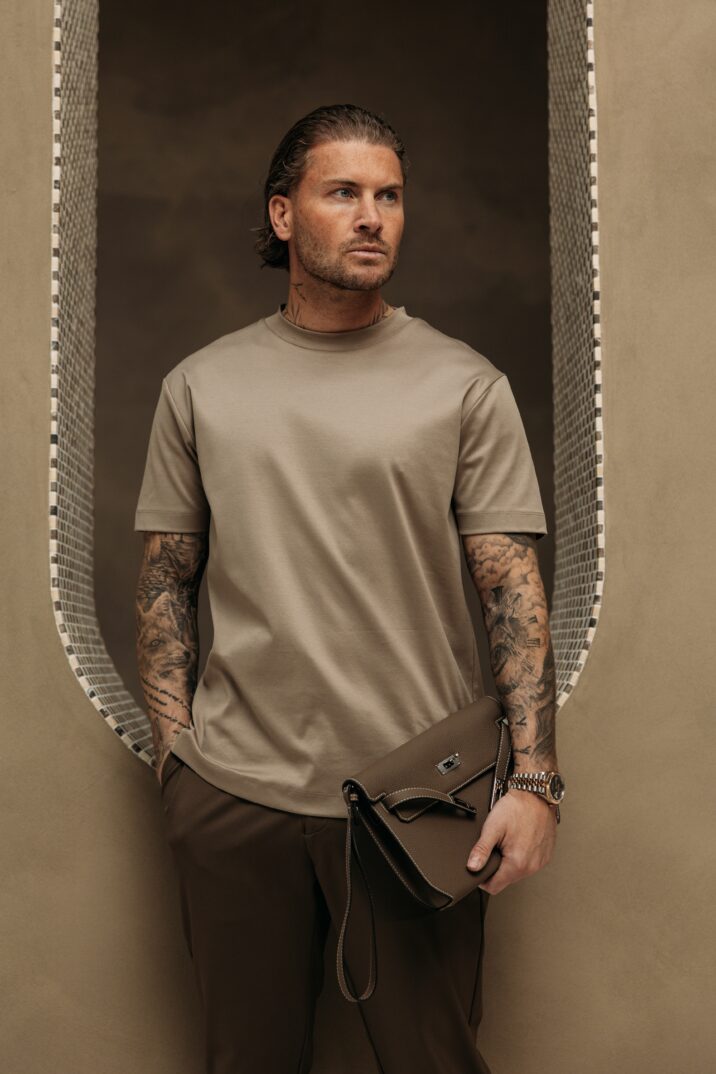 Double Mercerized Glans T-shirt - Taupe