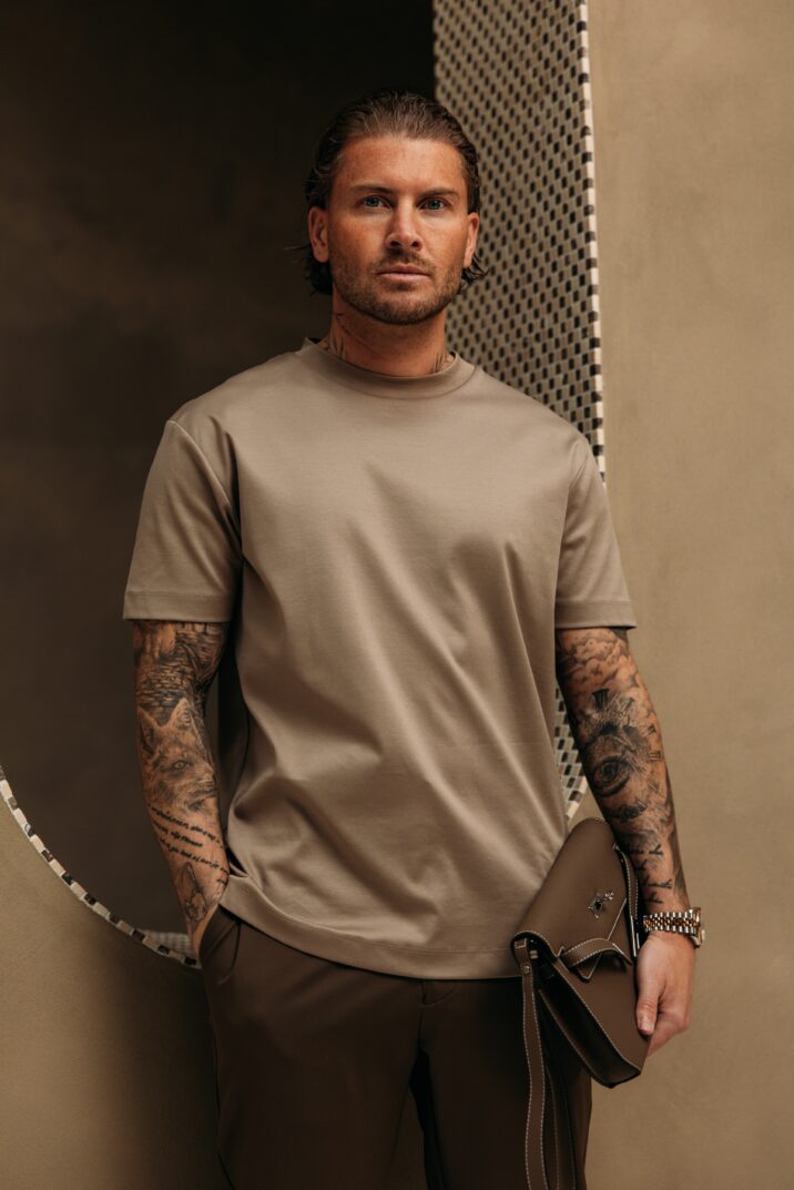 Double Mercerized Glans T-shirt - Taupe