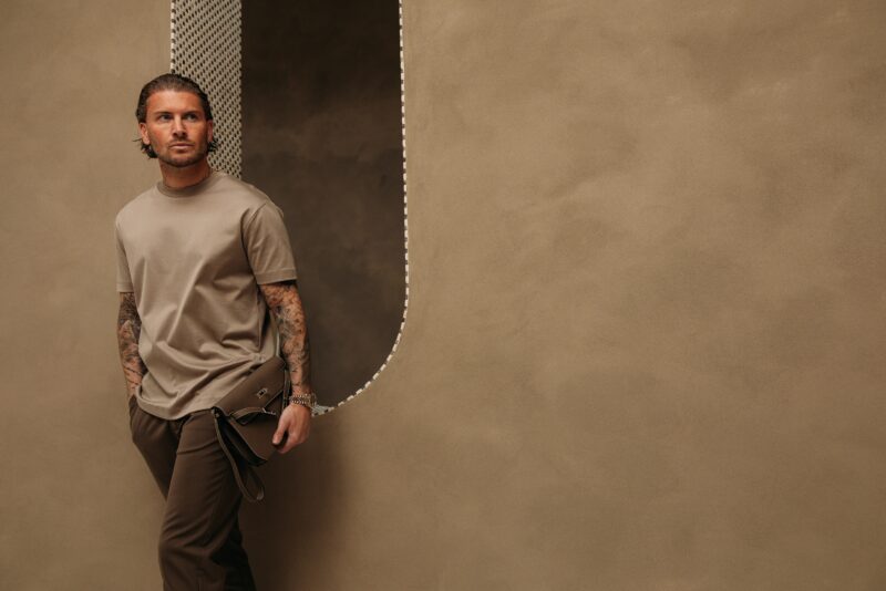 Double Mercerized Glans T-shirt - Taupe