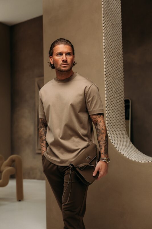 Double Mercerized Glans T-shirt - Taupe