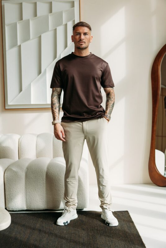 Double Mercerized Glans T-shirt - Dark Brown