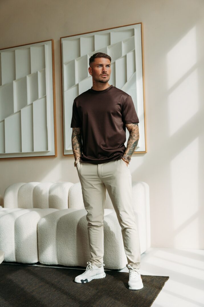 Double Mercerized Glans T-shirt - Dark Brown