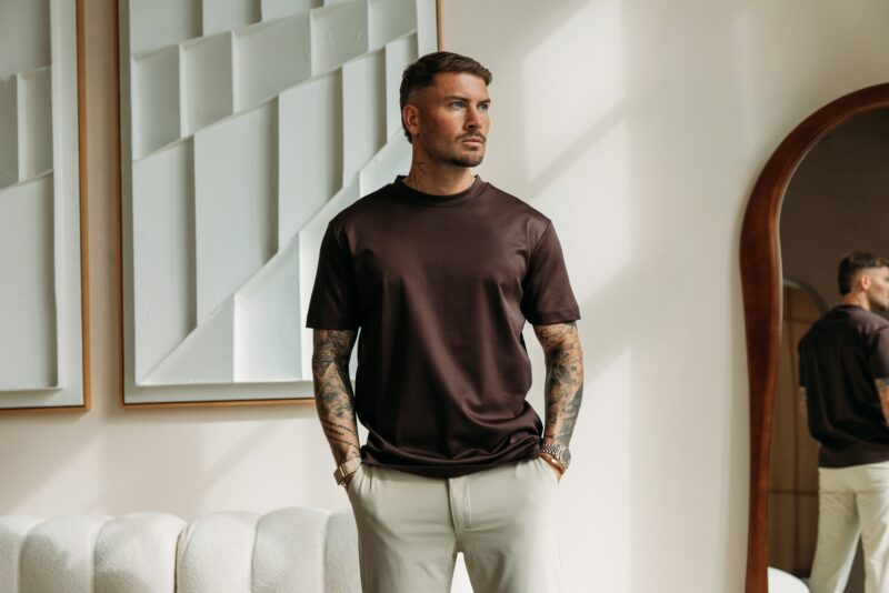 Double Mercerized Glans T-shirt - Dark Brown
