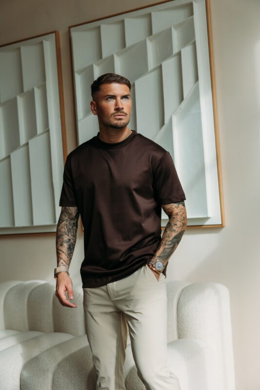 Double Mercerized Glans T-shirt - Dark Brown