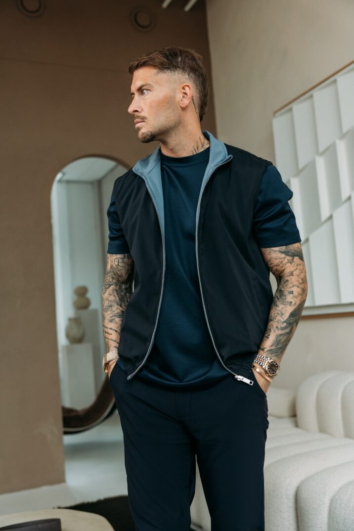 The New Reversible Bodywarmer - Navy/Denim Blue
