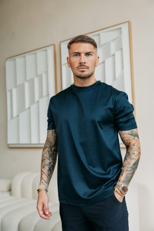 Double Mercerized Glans T-shirt - Navy