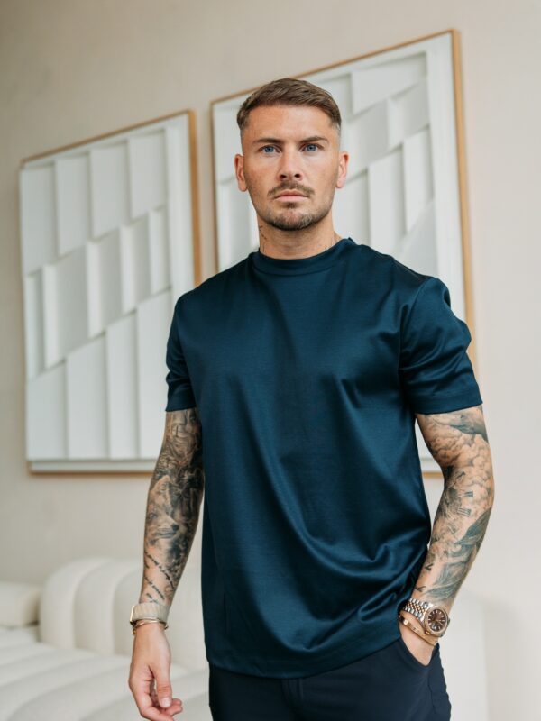 Facetune_02-09-2026-14-31-20 Double Mercerized Glans T-shirt - Navy
